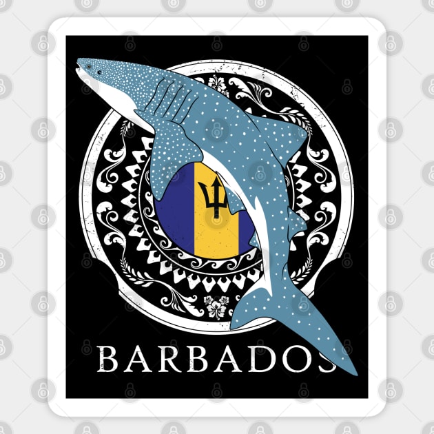 Whale Shark Flag of Barbados Sticker by NicGrayTees
